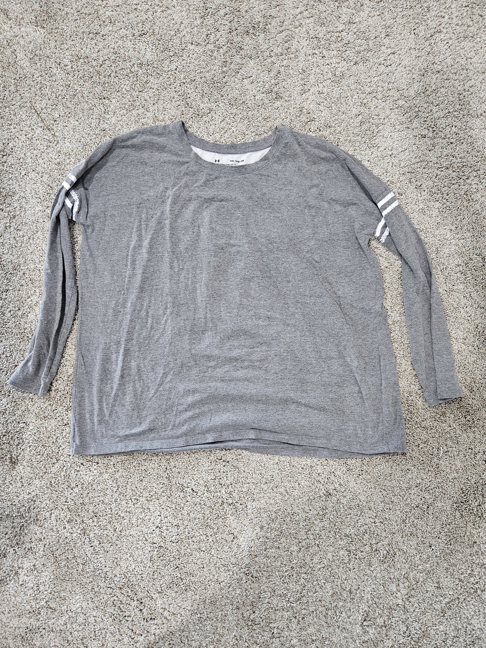 Youth Under Armour Heather Gray Crewneck Long Sleeve Tee - Size XL